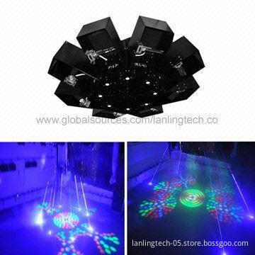 54W 8-claw + 1 Center RGBYW LED Light, 16 x 300W Blue Fat-beam Lasers, 450nm Wavelength